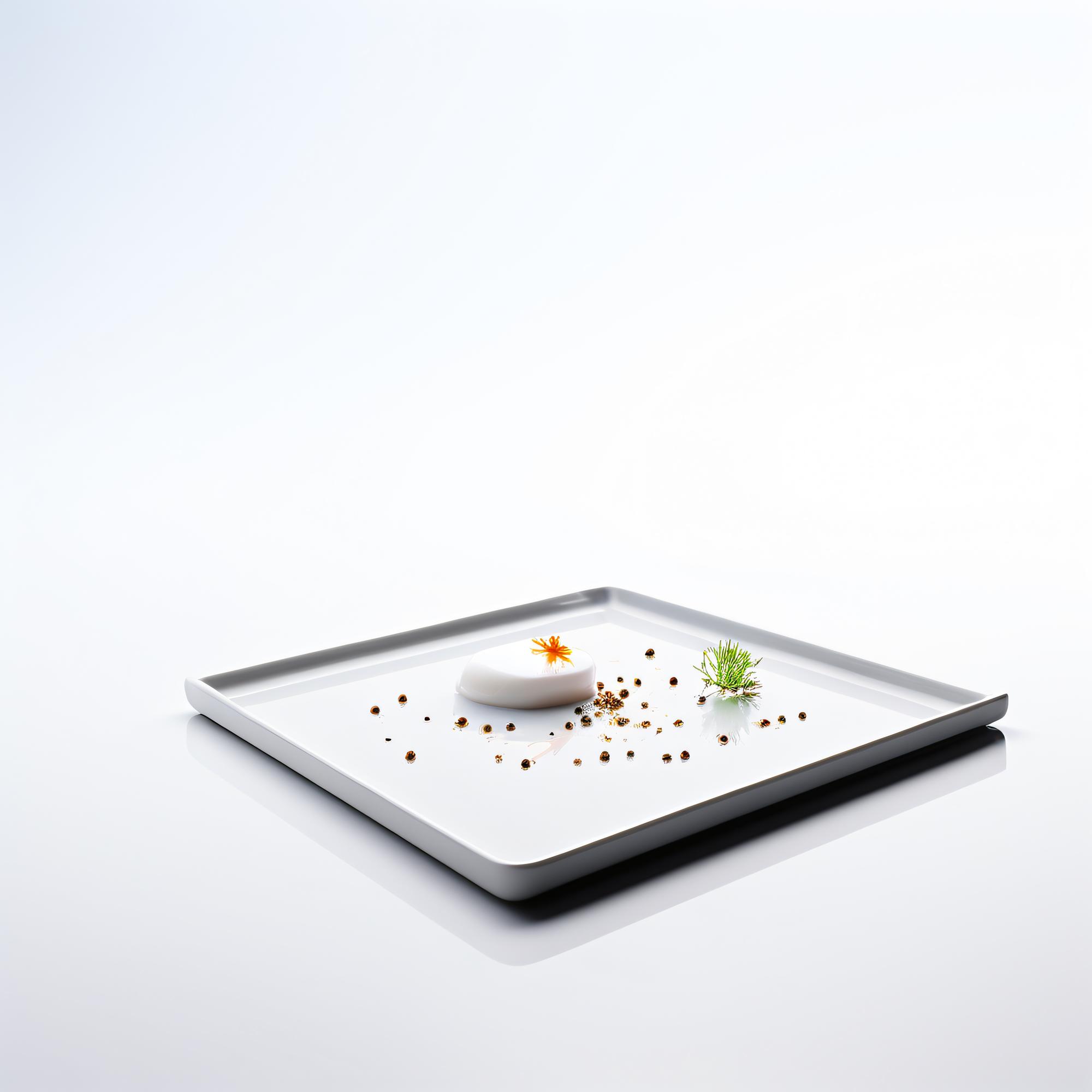 Chef che prepara un piatto moderno in cucina tecnologica